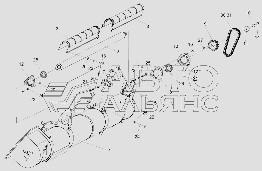 Шнек выгрузной КЗК-8-0206000-01