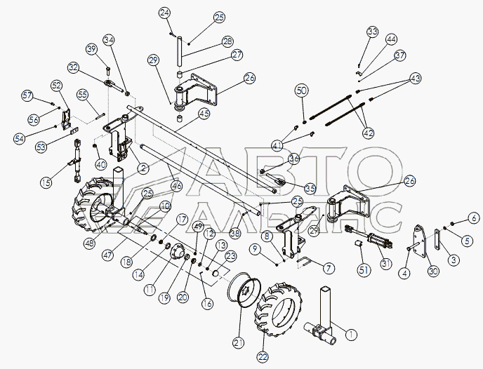STEERABLE REAR STRUTS - 11.2 X 24 TIRES
