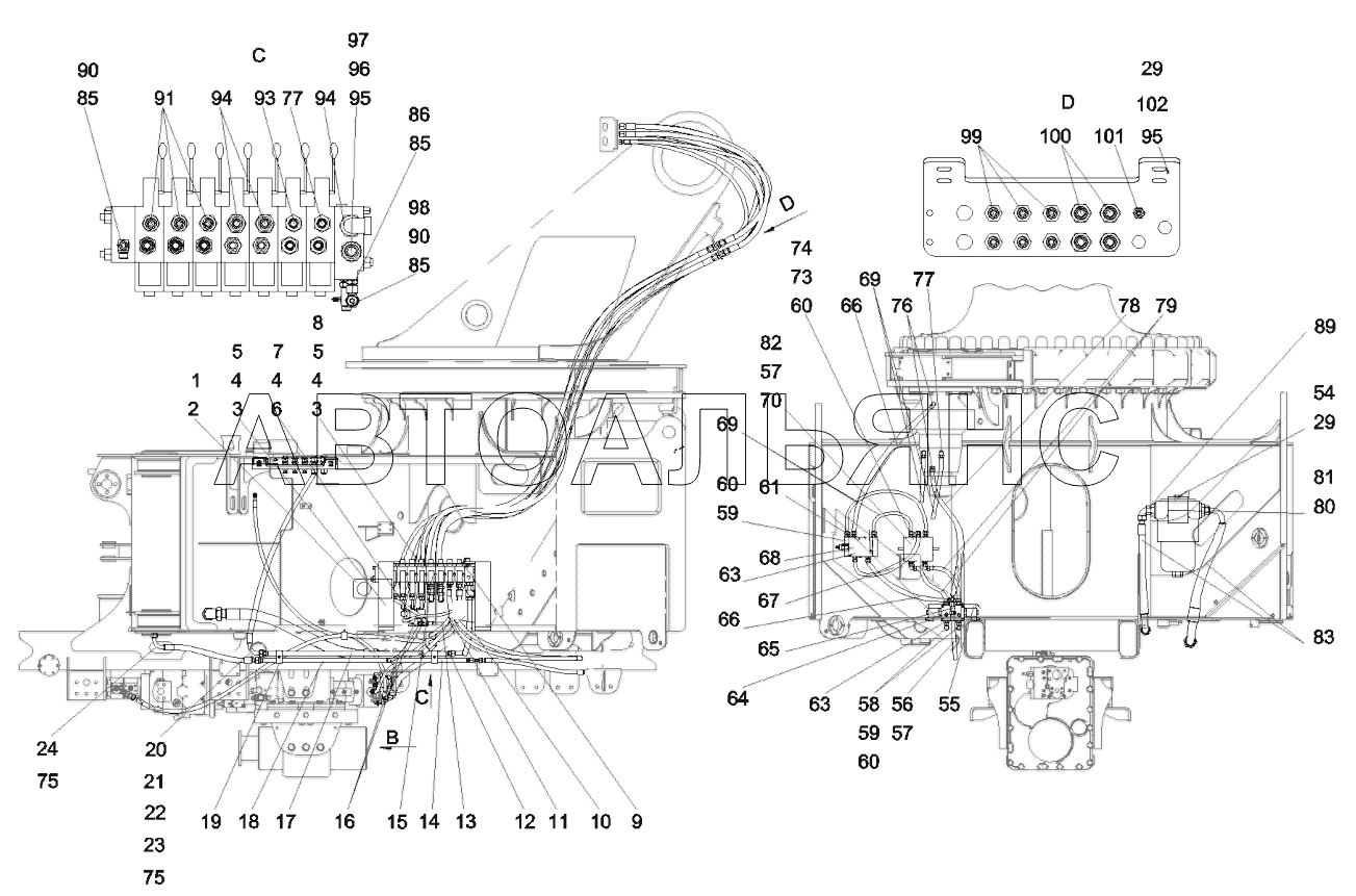 12828047 Pipeline, hydraulic, revolving tower