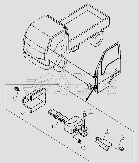 6109E0 Door limitator assembly