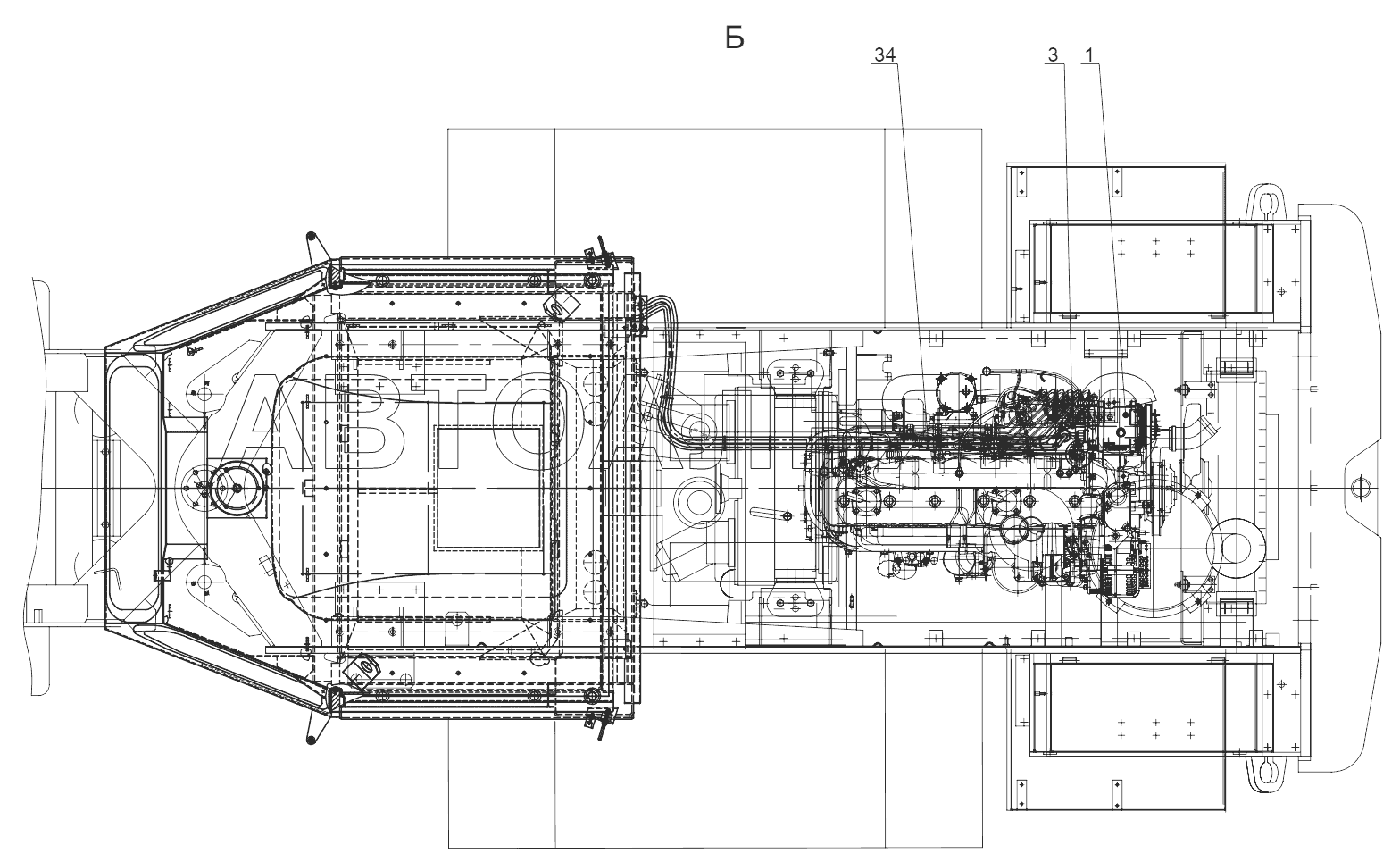 Установка кабины 352С.50.00.000;Cab installation 352С.50.00.000