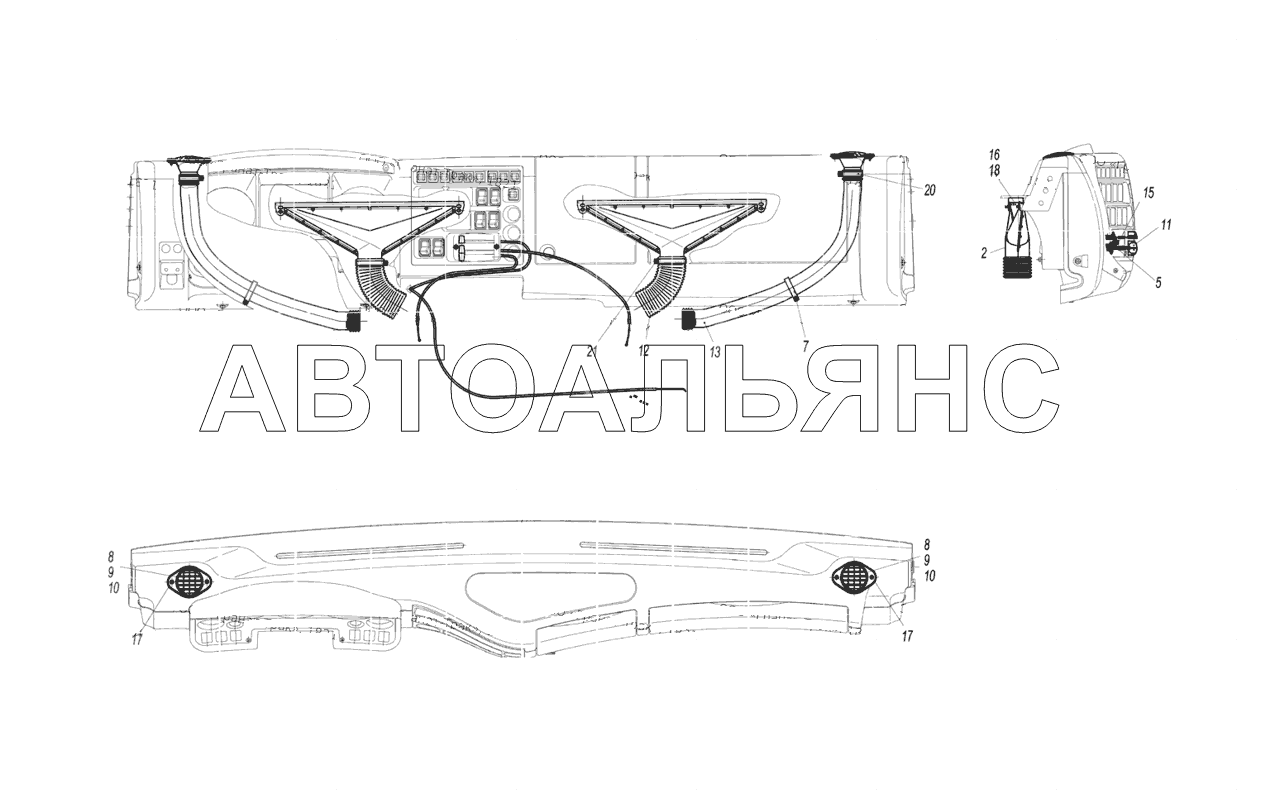 4308-8102005 Установка системы отопления на панели приборов