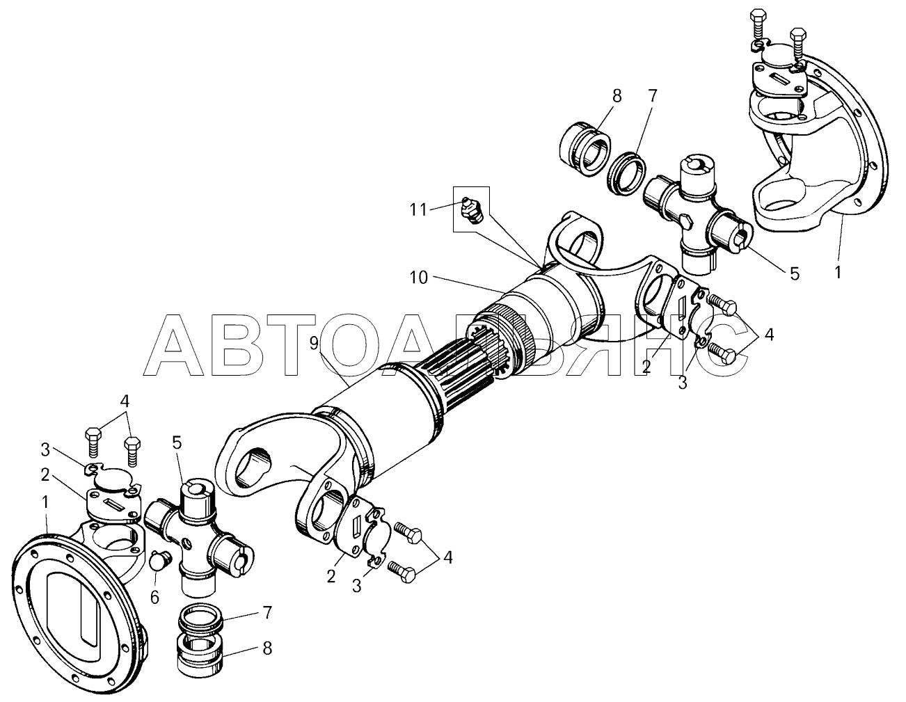 Вал карданный промежуточный ;Intermediate cardan shaft
