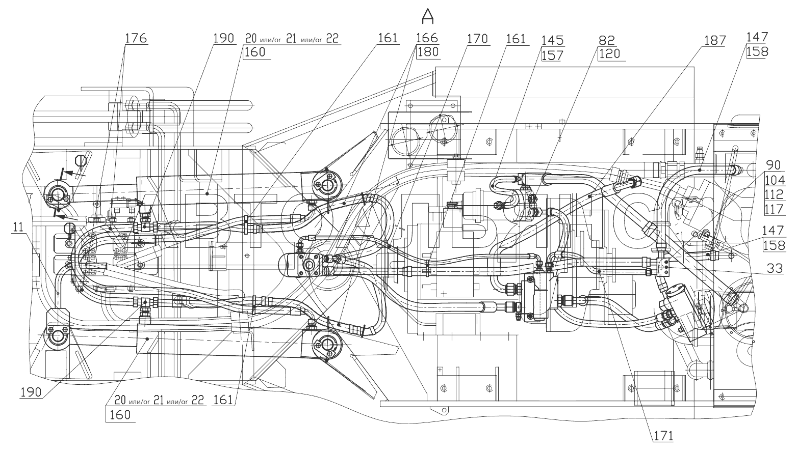 Гидросистема рулевого управления 352.34.07.000;Steering hydraulic system 352.34.07.000