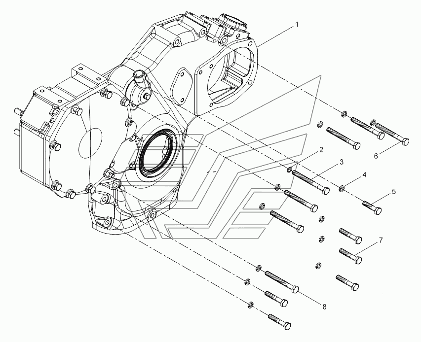 Front wall cover assembly (gear end)
