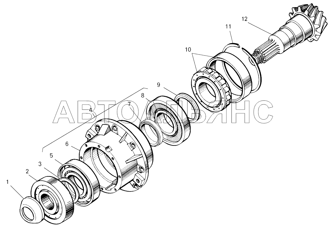 Ведущая шестерня главной передачи;Driving pinion of main gear