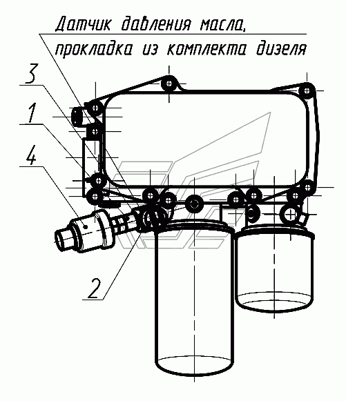 Е. Установка датчиков давления масла