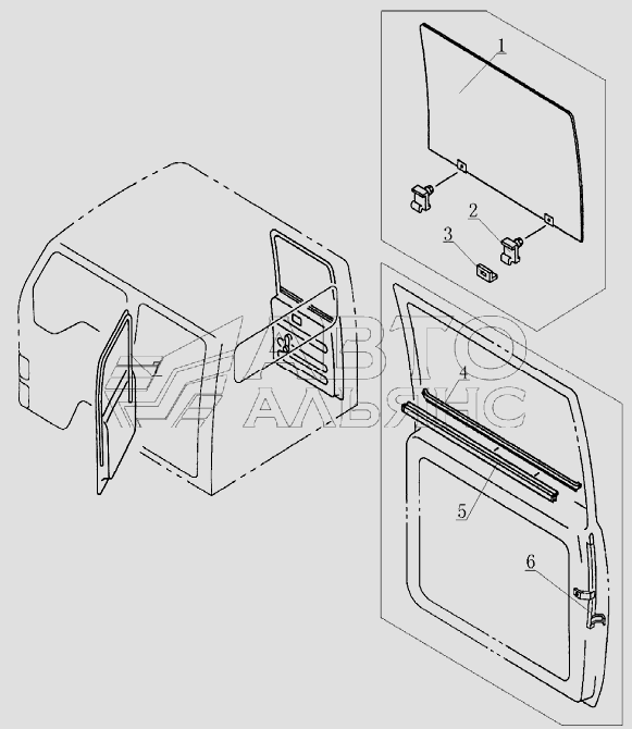 6203B3 Back door glass