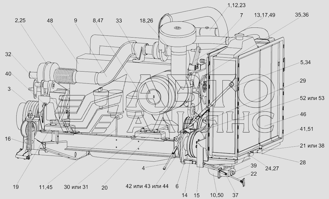 Установка дизеля Д-260.4 КЗК 0106000А-02