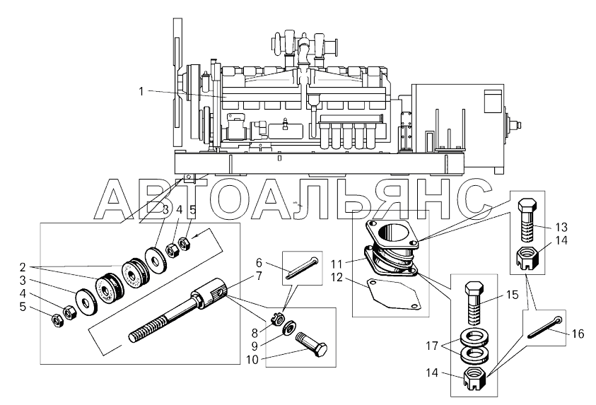 Установка дизель – генератора (75131-1000003-03);Mounting of diesel generator