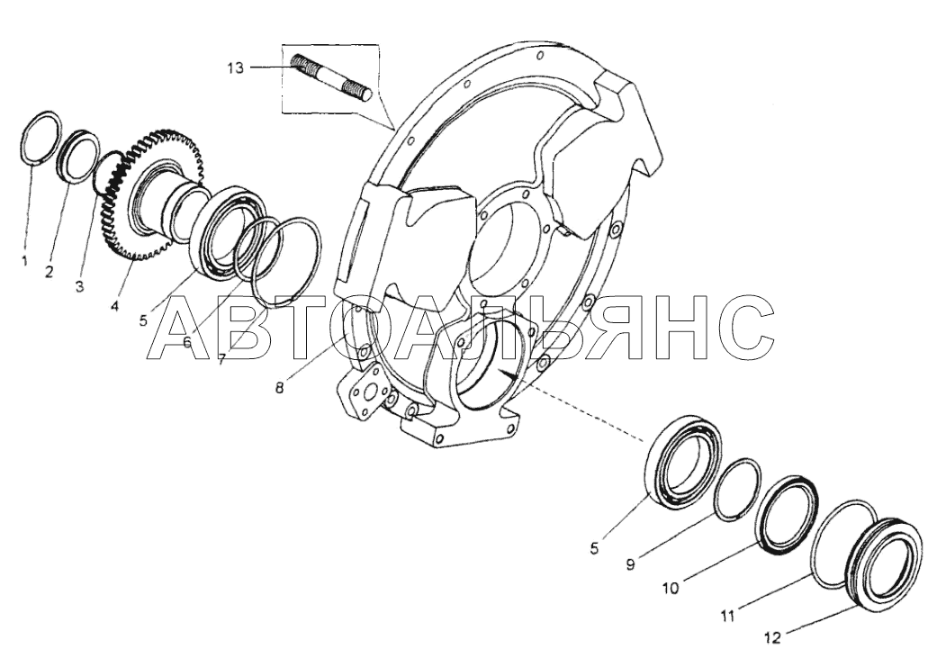 Крышка картера гидротрансформатора в сборе;Torque converter housing cover, assy