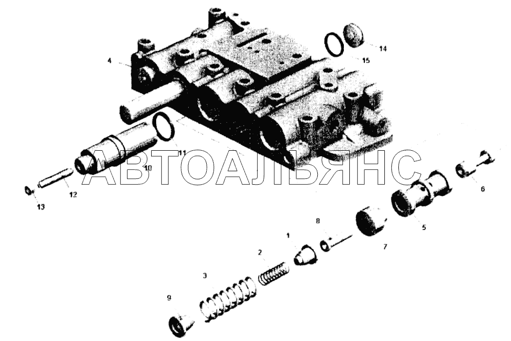 Коробка золотниковая. Регулятор главного давления;Spool valve box. Main pressure regulator
