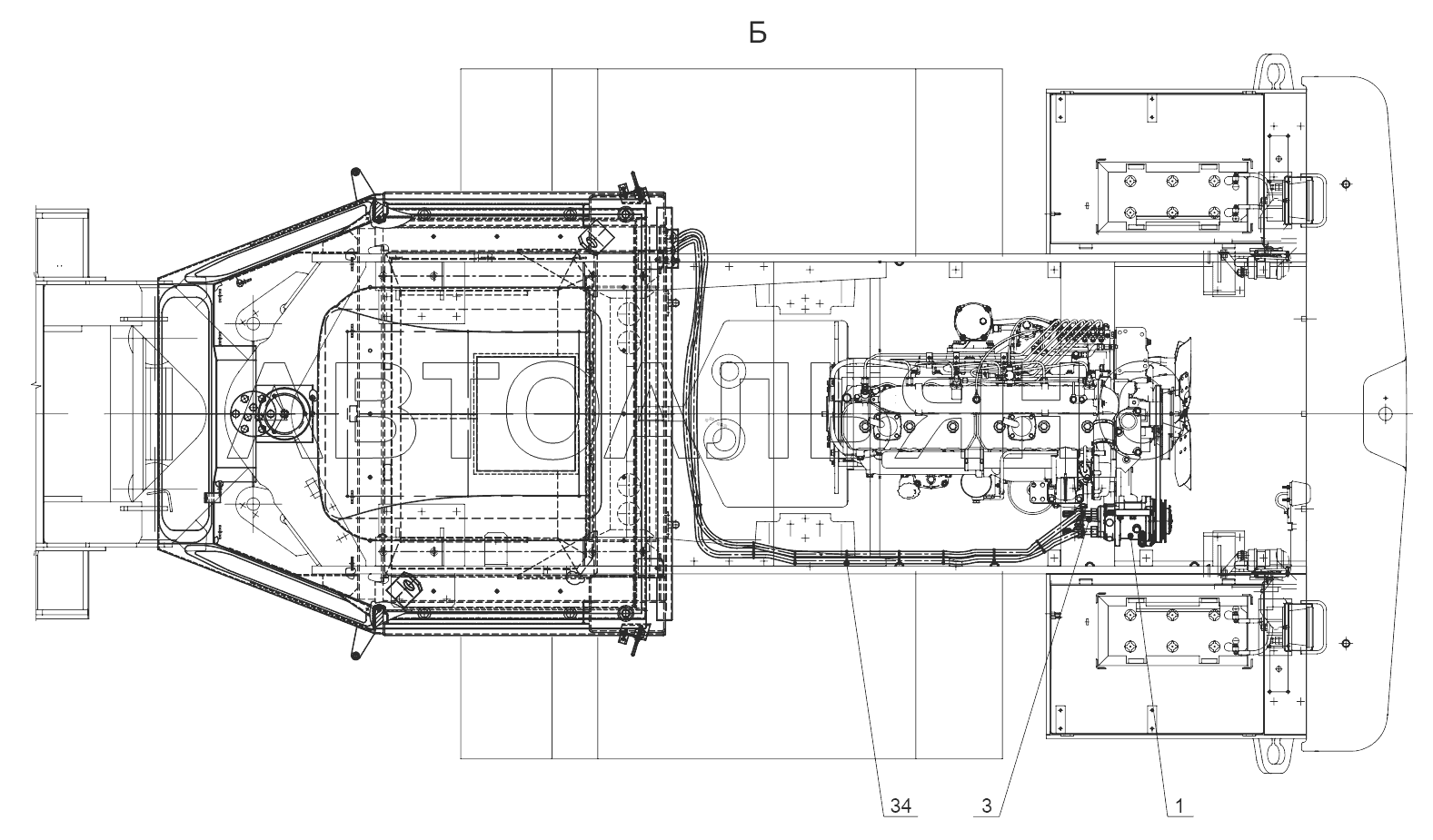 Установка кабины 352С.50.00.000;Cab installation 352С.50.00.000