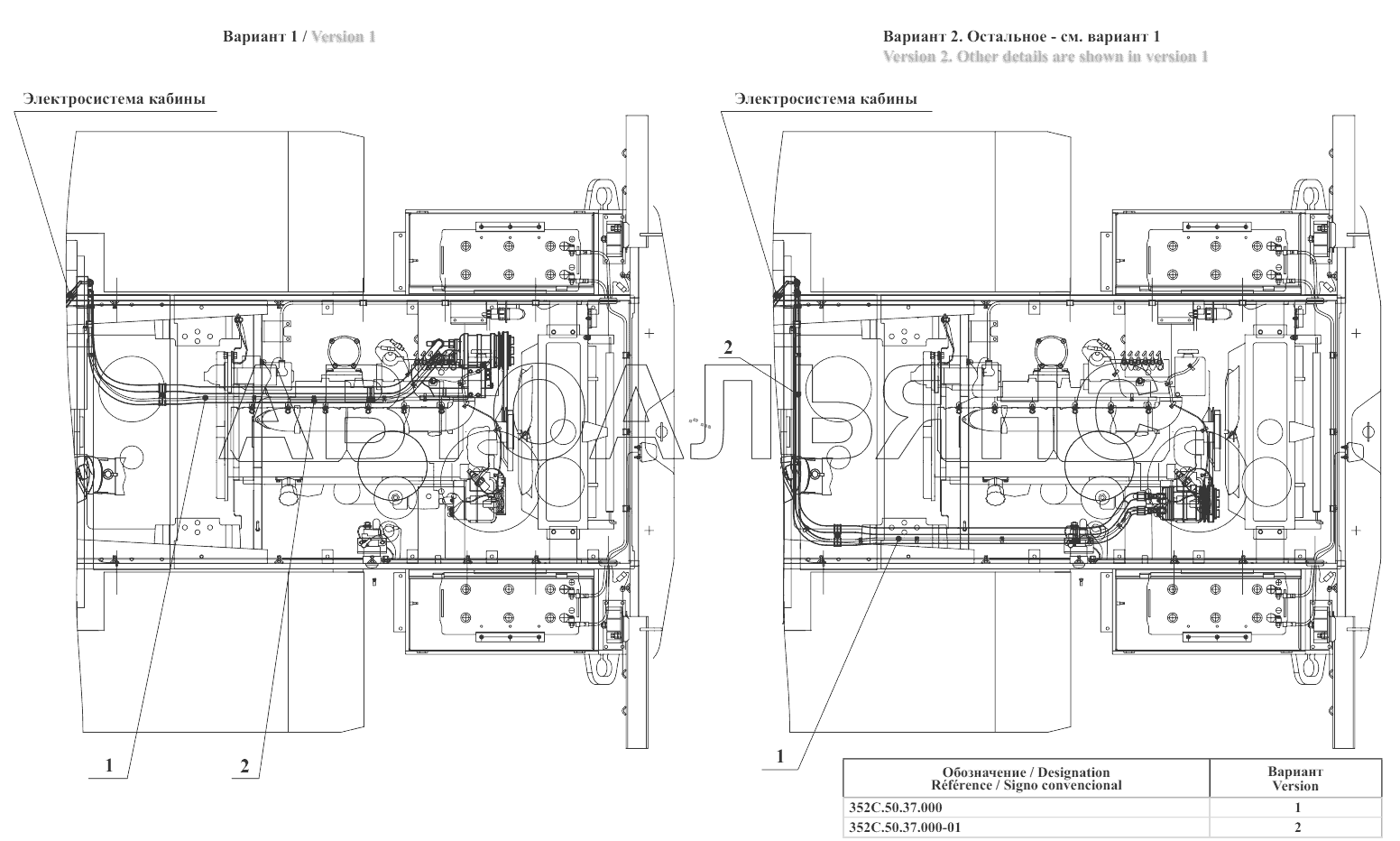 Подключение компрессора 352С.50.37.000;Compressor connection ТО-352С.50.37.000