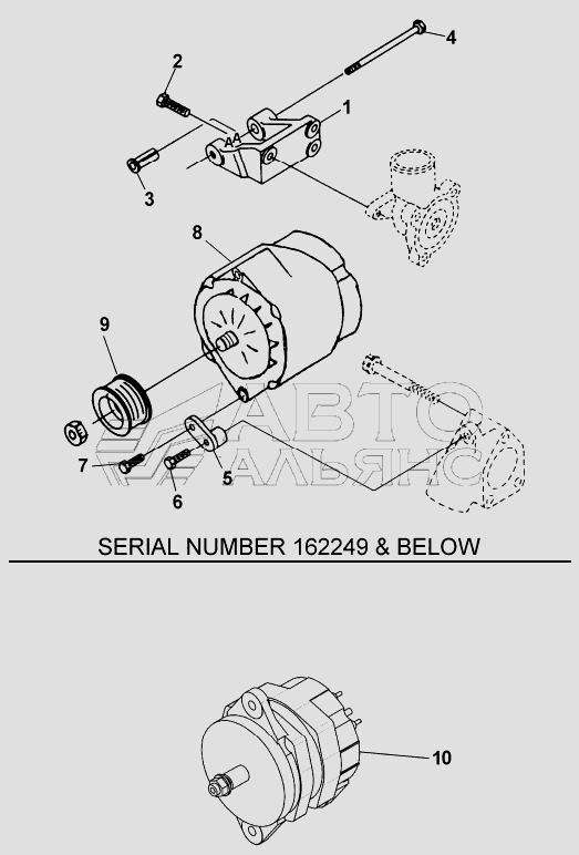 ALTERNATOR MOUNTING– CUMMINS ENGINE TRACTOR UNITS