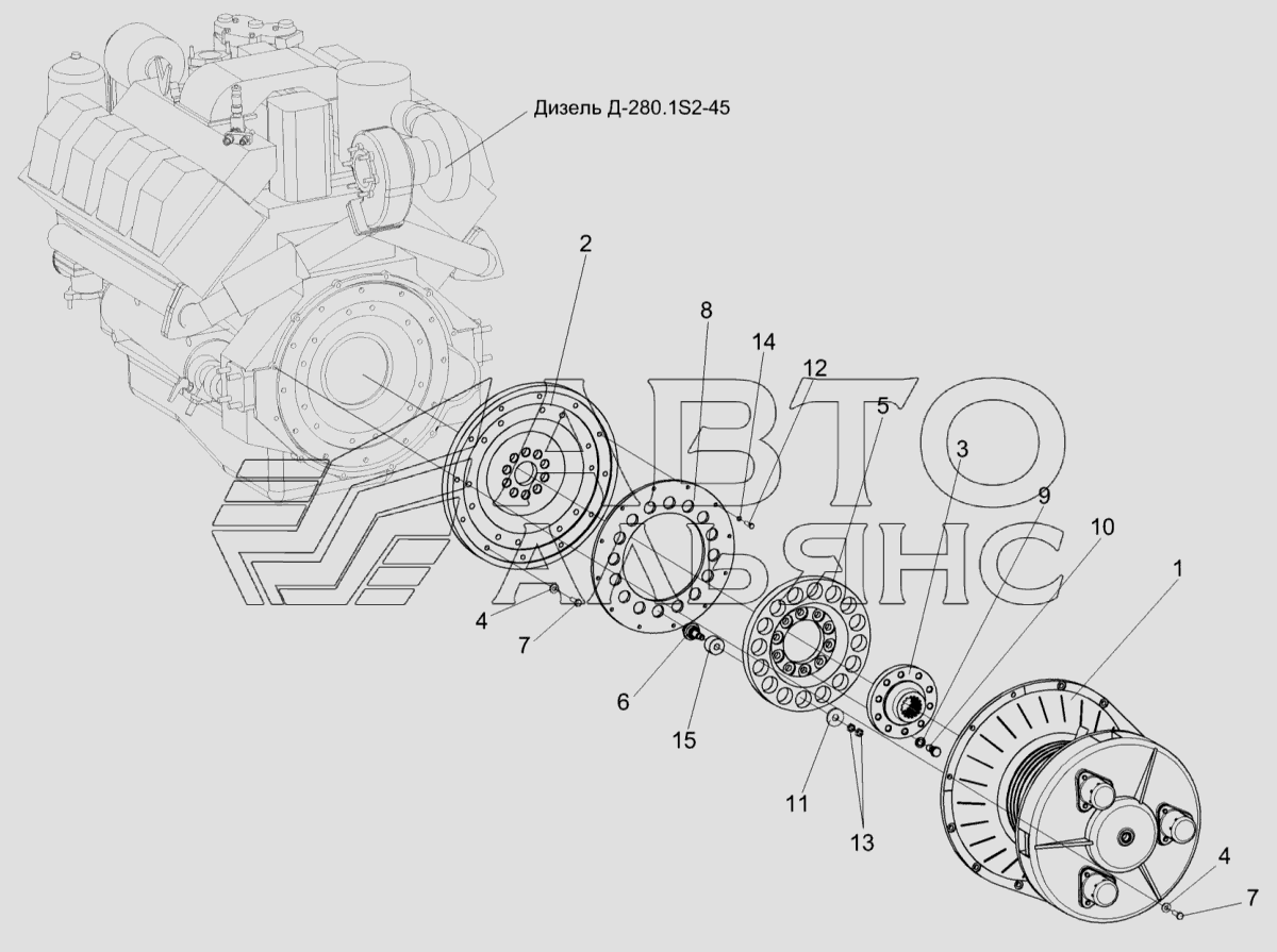 Установка главного привода КВС-5-0151000А