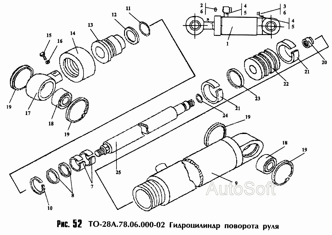 Гидроцилиндр поворота руля ТО-28А.78.06.000-02