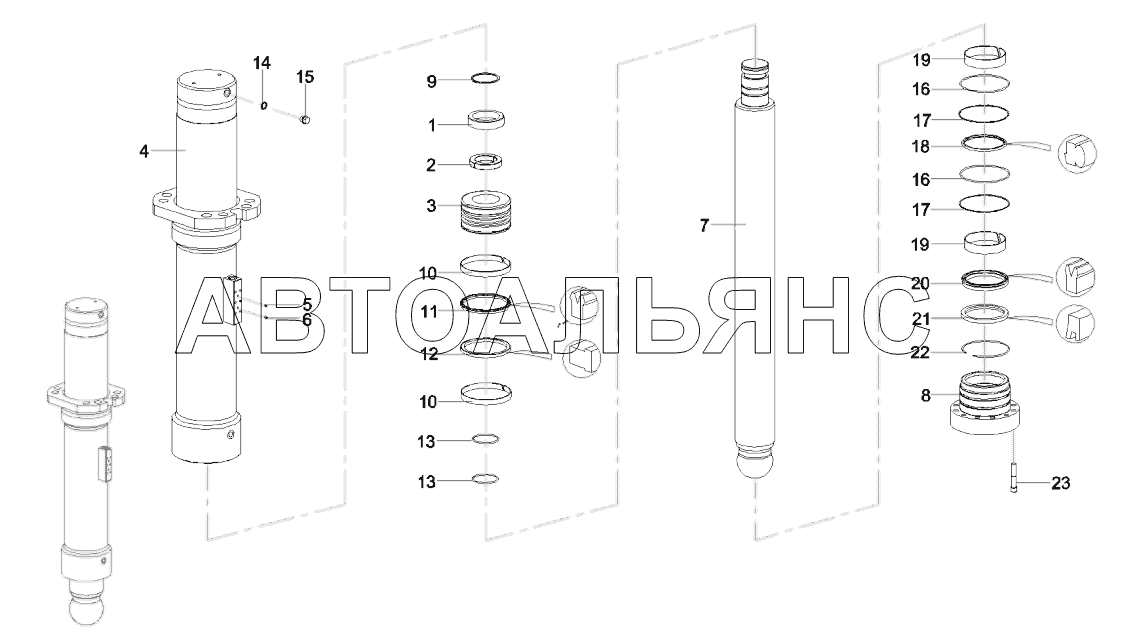 12634395 Oil cylinder , outrigger, rear