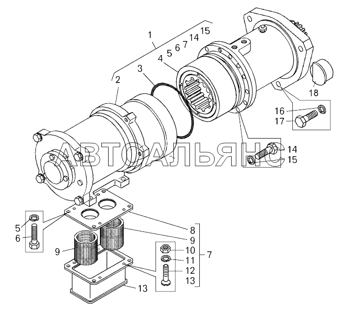 Пневмостартер и его установка (75131-1026002);Pneumatic starter
