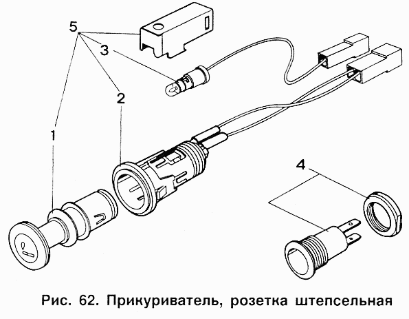 Прикуриватель, розетка штепсельная