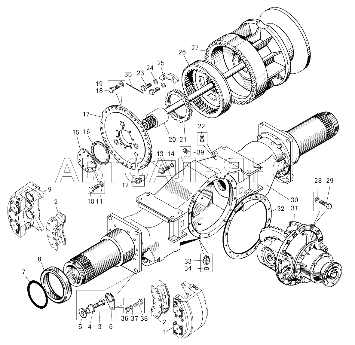 Мост ведущий задний ;Front driving axle