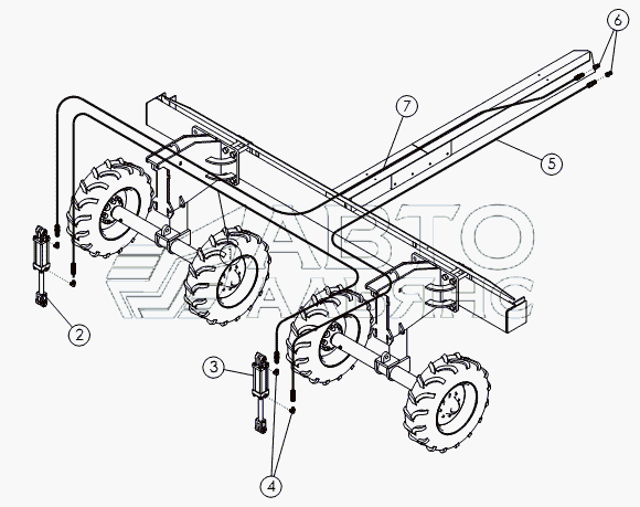 REAR STRUT HYDRAULICS - 11.2 X 24 TIRES (OPTIONAL)