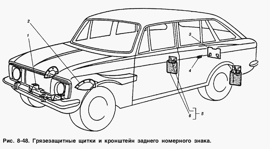 Грязезащитные щитки и кронштейн заднего номерного знака