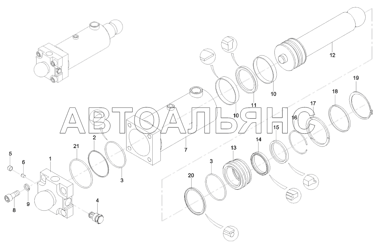 A810301060032 Cylinder, swing valve, left