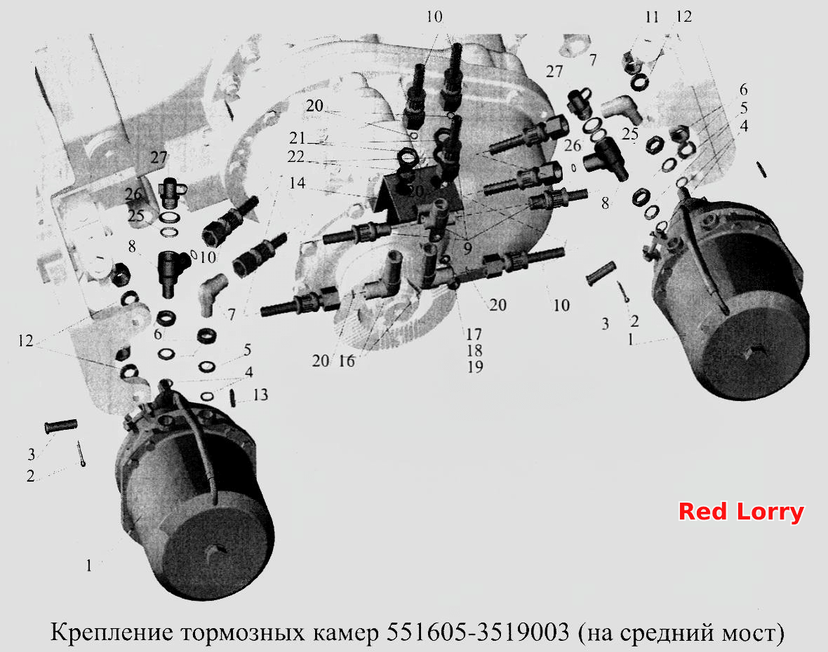 Крепление тормозных камер 551605-3519003 (на средний мост)