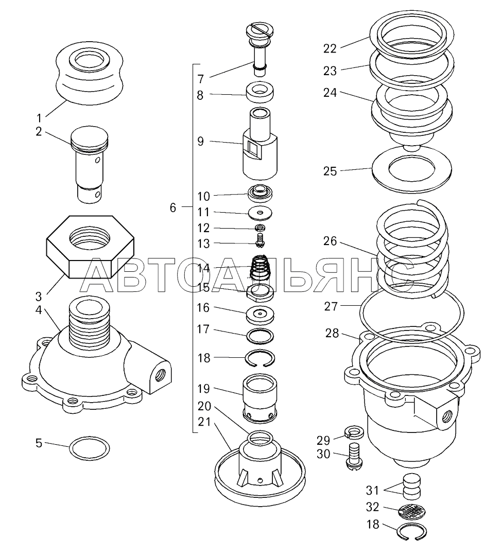 Клапан пневматический самосвала БелАЗ-7547;Pneumatic valve of dump truck BELAZ-7547