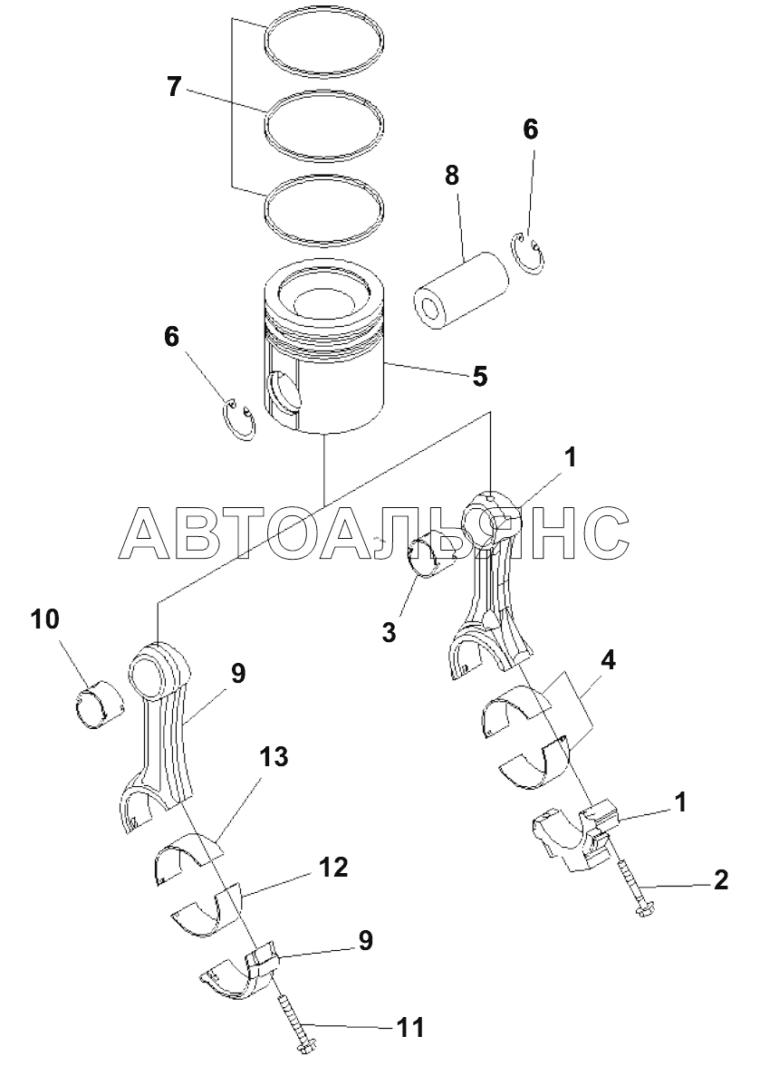 PISTON AND CONNECTING ROD