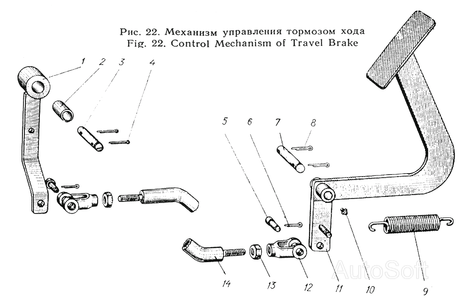 Механизм управления тормозом хода