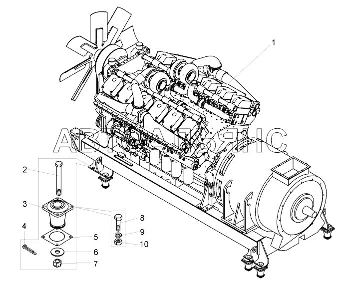 Установка дизель – генератора (75581-1000003, 75583-1000003);Mounting of diesel generator