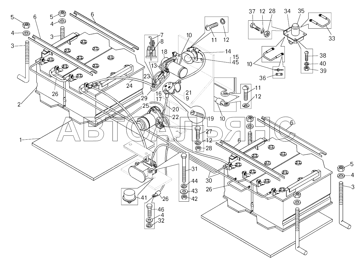 Установка аккумуляторных батарей (, );Mounting of storage batteries
