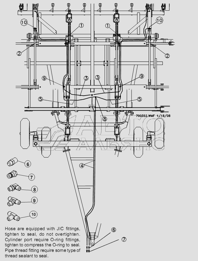 HOSE ROUTING - 50/60 TRANSPORT LIFT