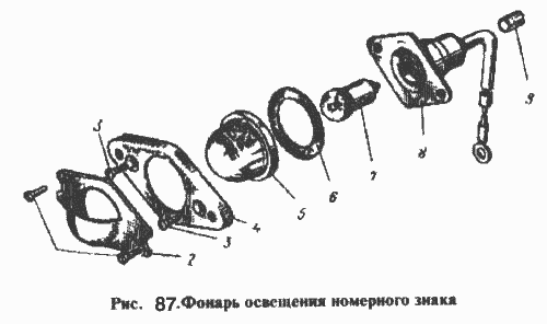 Фонарь освещения номерного знака