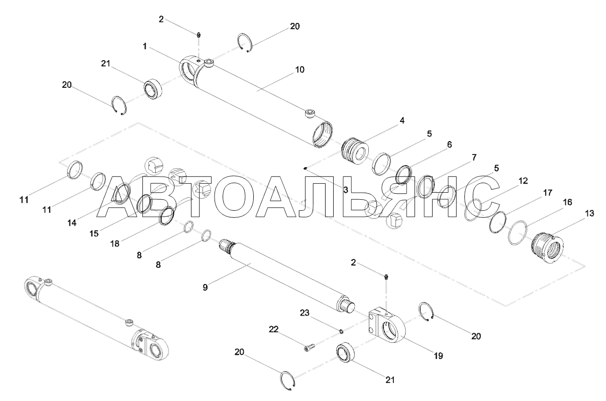 A810302010036 Cylinder, spread, outrigger, rear