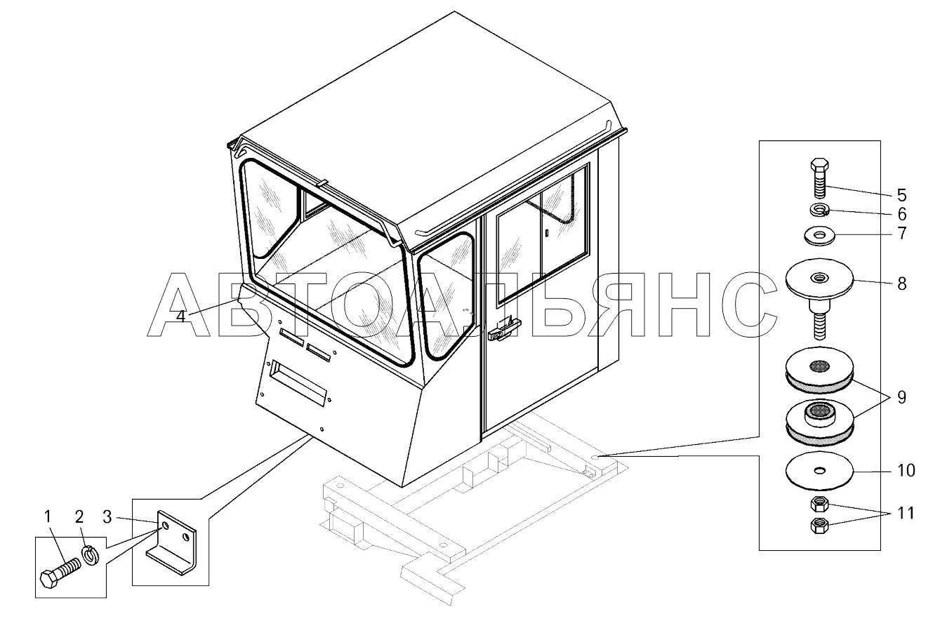 Установка кабины;Cabin mounting