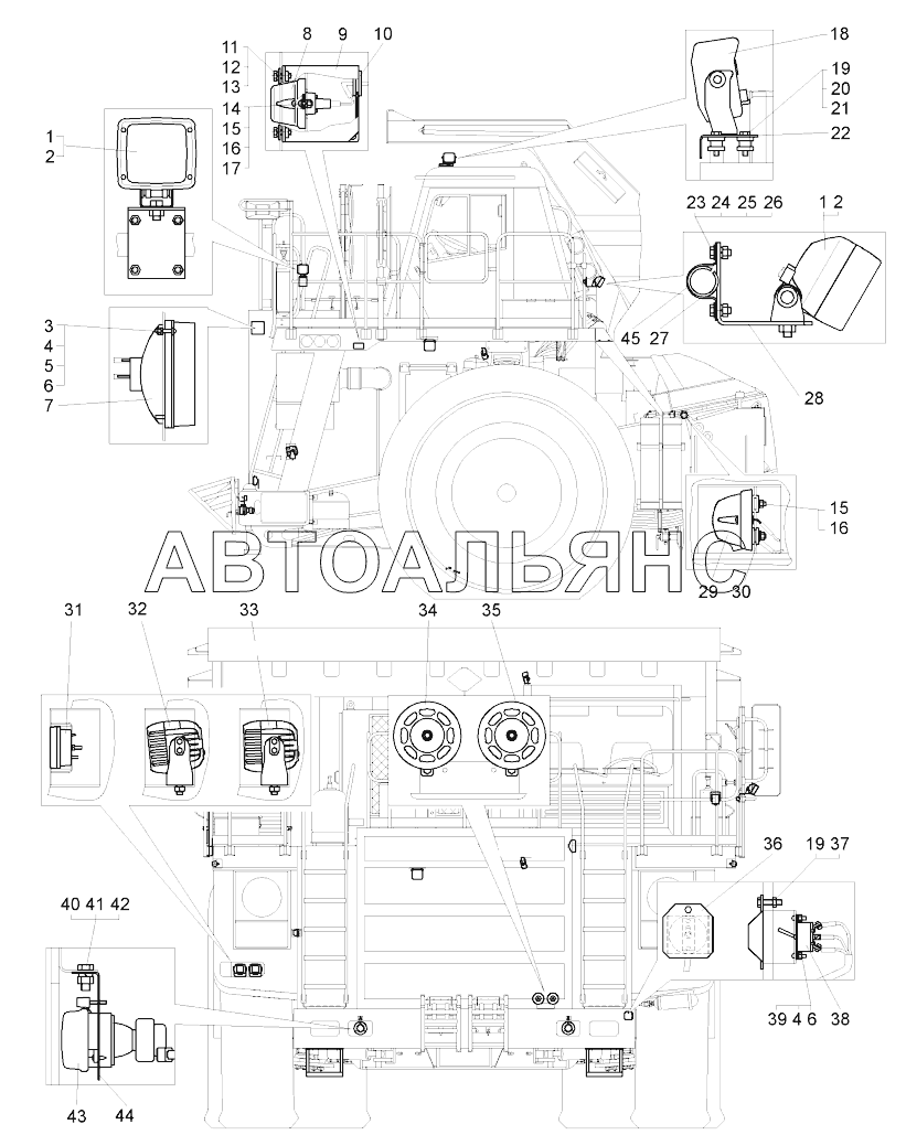 Установка фар и подфарников (75581-3700006);Mounting of headlights