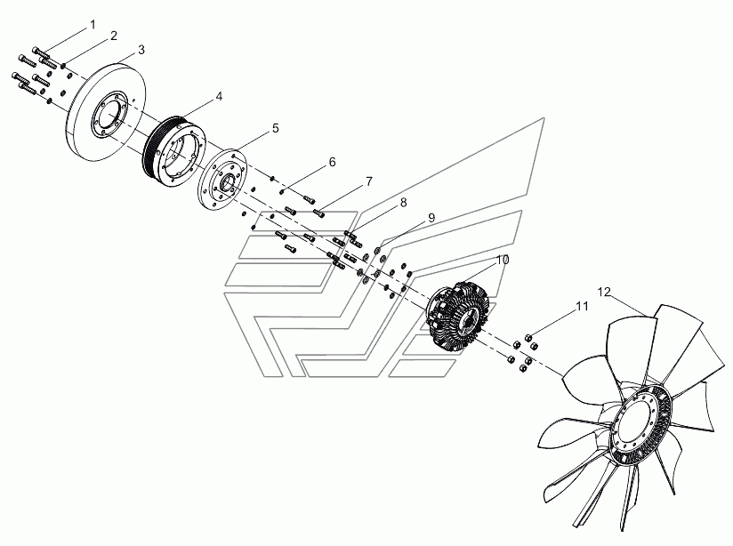 V belt pulley assembly with damper