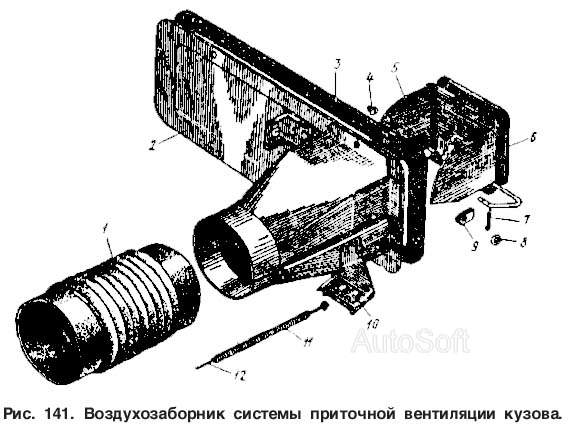 Воздухозаборник системы приточной вентиляции кузова