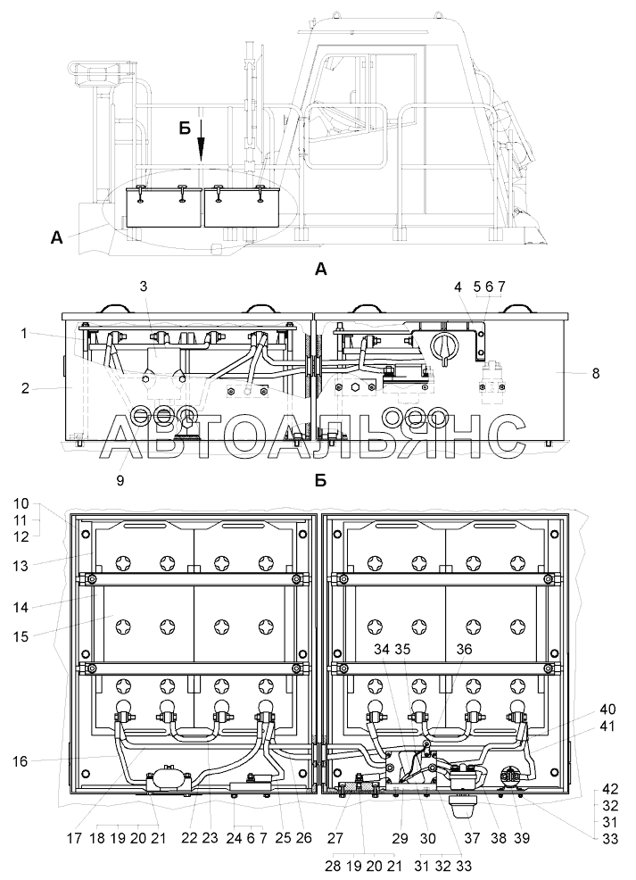 Установка аккумуляторных батарей и монтаж проводов (75581-3700008);Installation of storage batteries and cables montage