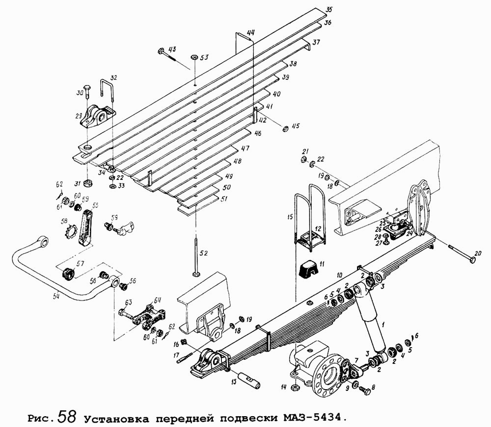 Монтаж передньої підвіски МАЗ-5434