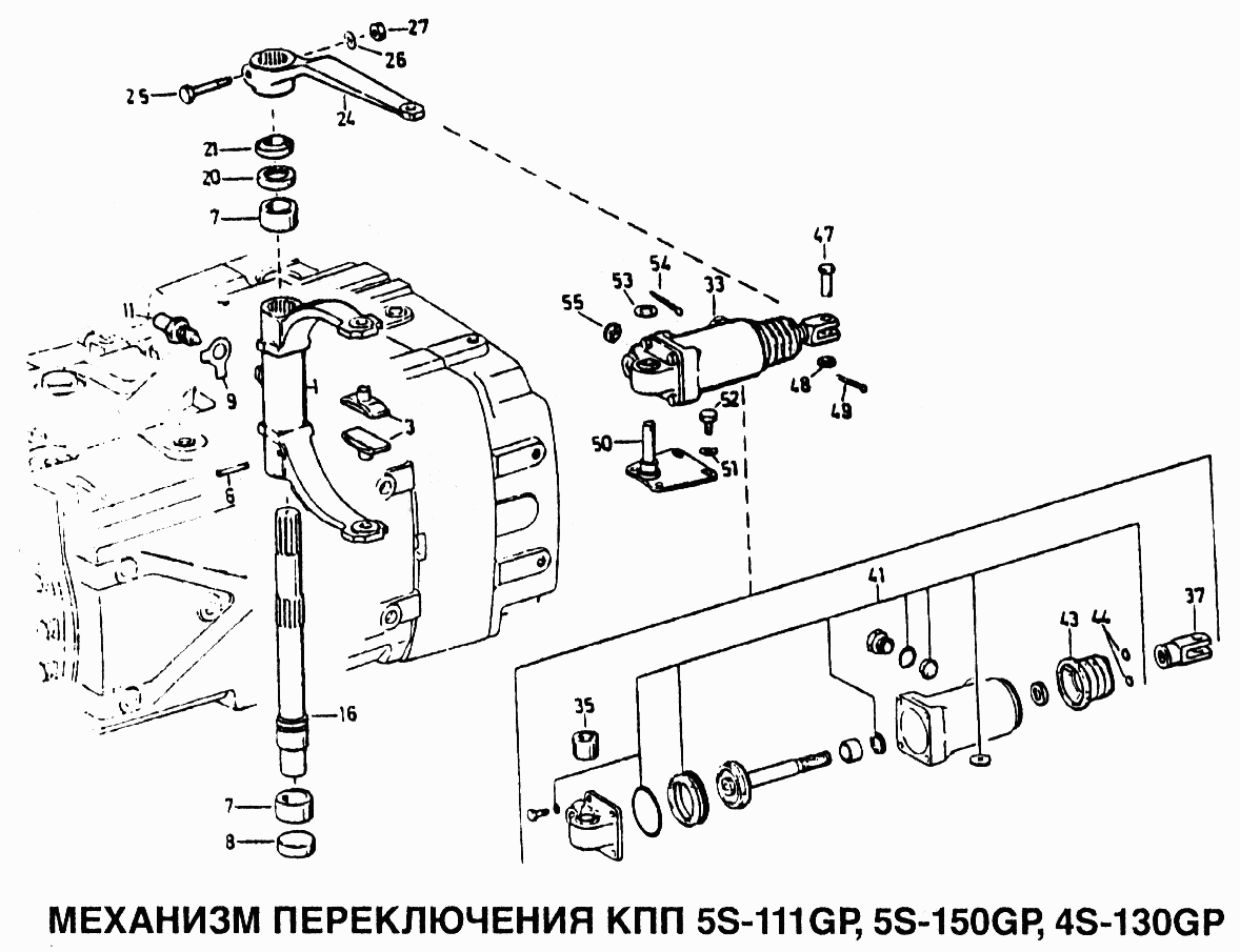 Механизм переключения КПП 5S-111GP, 5S-150GP, 4S-130GP