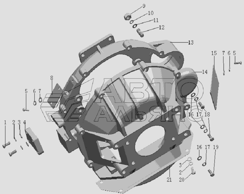 QC490Q(DI)-13000 Cylinder block Flywheel cover assembly