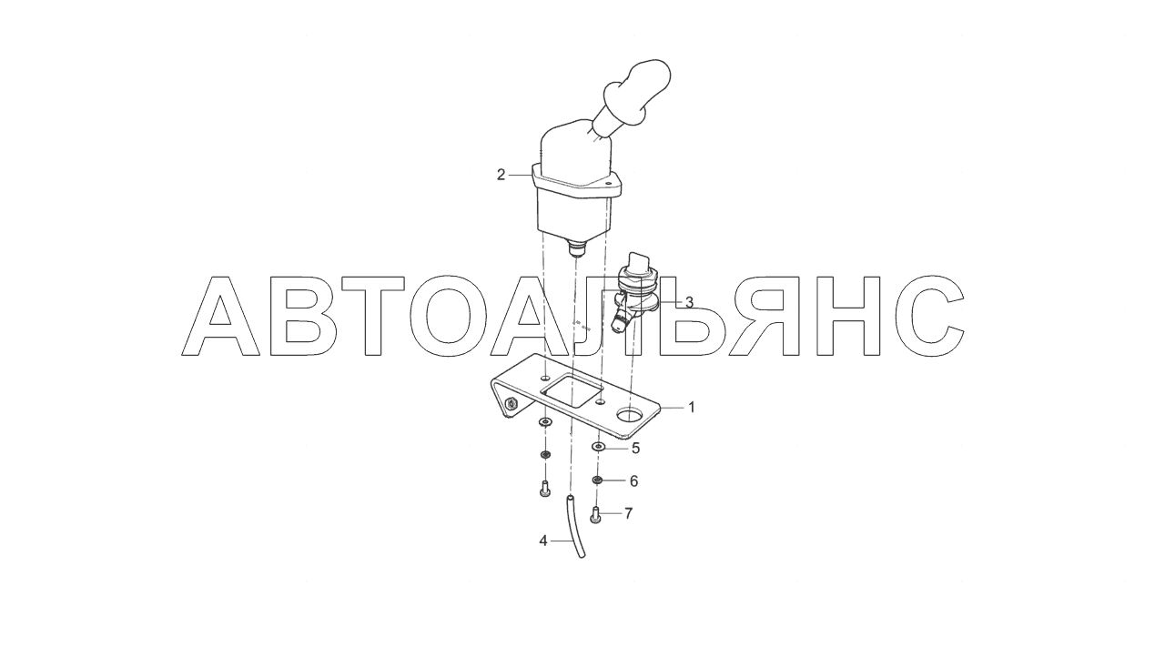 3297-3537010 Кран тормозной в сборе с кронштейном