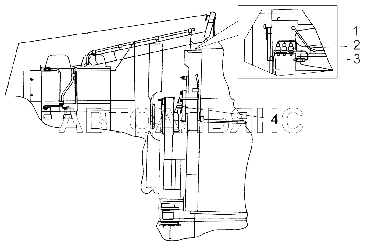 Монтаж системы управления вентилятором двигателя по шасси;Mounting of the engine fans control over the chassis