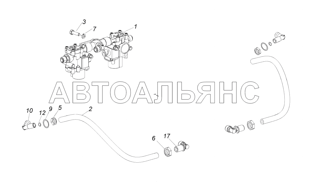 5308-3506001-04 Установка пневмопривода тормозов передней оси