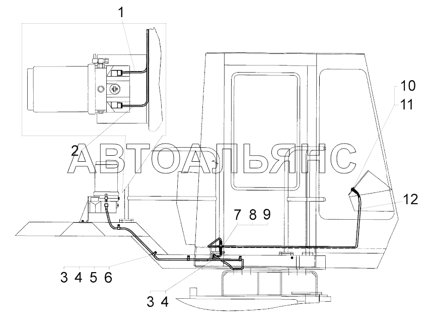 Монтаж проводов системы смазки «Lincoln» ;Lincoln lubrication wiring arrangement