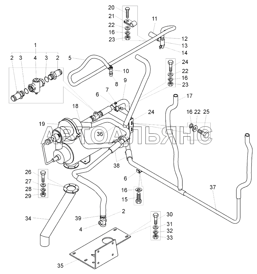 Установка предпускового подогревателя (75583-1000008);Mounting of pre-starting heater